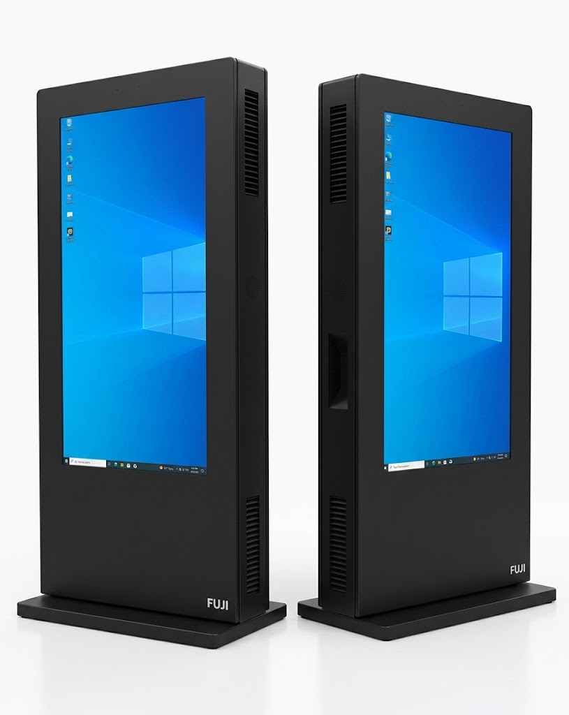FUJI 65 inčni crni podni stalak sa duplim ekranom Windows totem