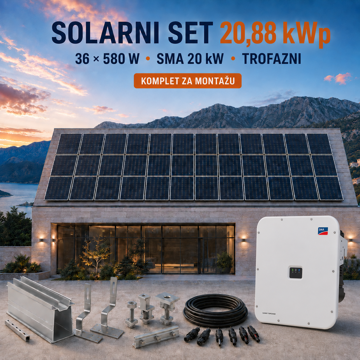 20kw sma SOLARNI SET 20,88 kWp – TONGWEI 580 W + SMA SUNNY TRIPOWER X20 - Slika 1